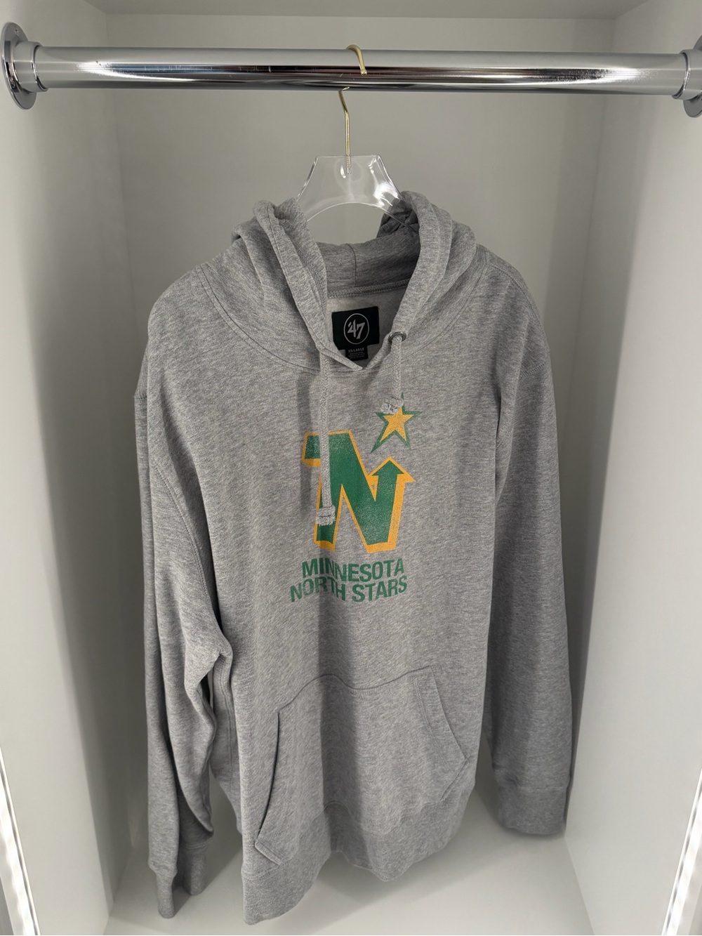 47 Minnesota North Stars Gray Hoodie with Green & Gold Logo